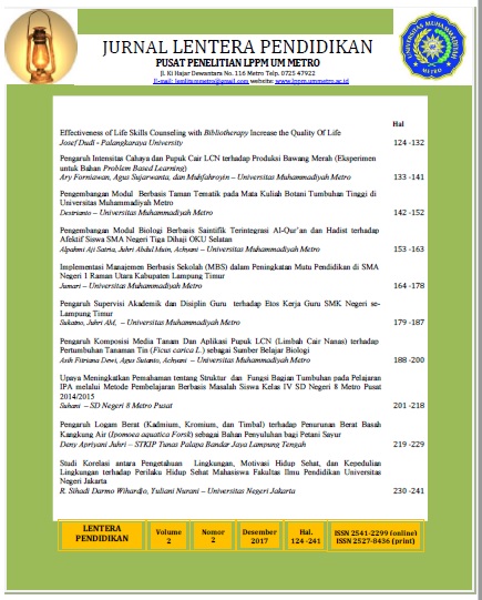 					View Vol. 2 No. 2 (2017): Jurnal Lentera Pendidikan Pusat Penelitian LPPM UM Metro
				